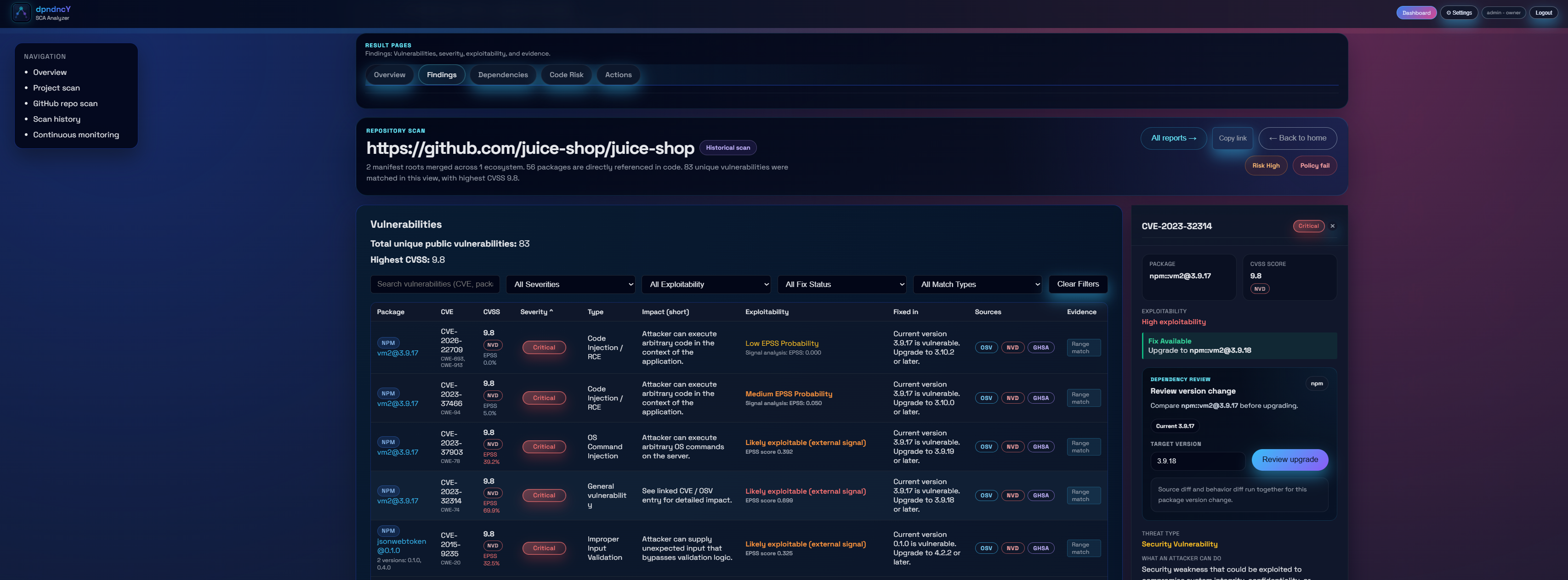 Vulnerability findings